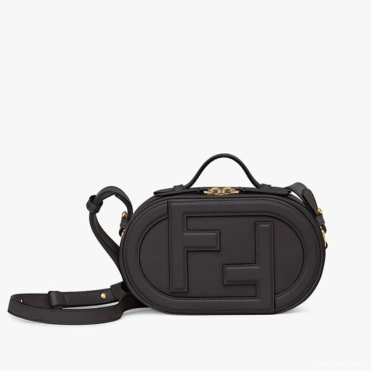 Vintage HOT Mini O'Lock Leather Case In Calf Black Fendi Camera 0820